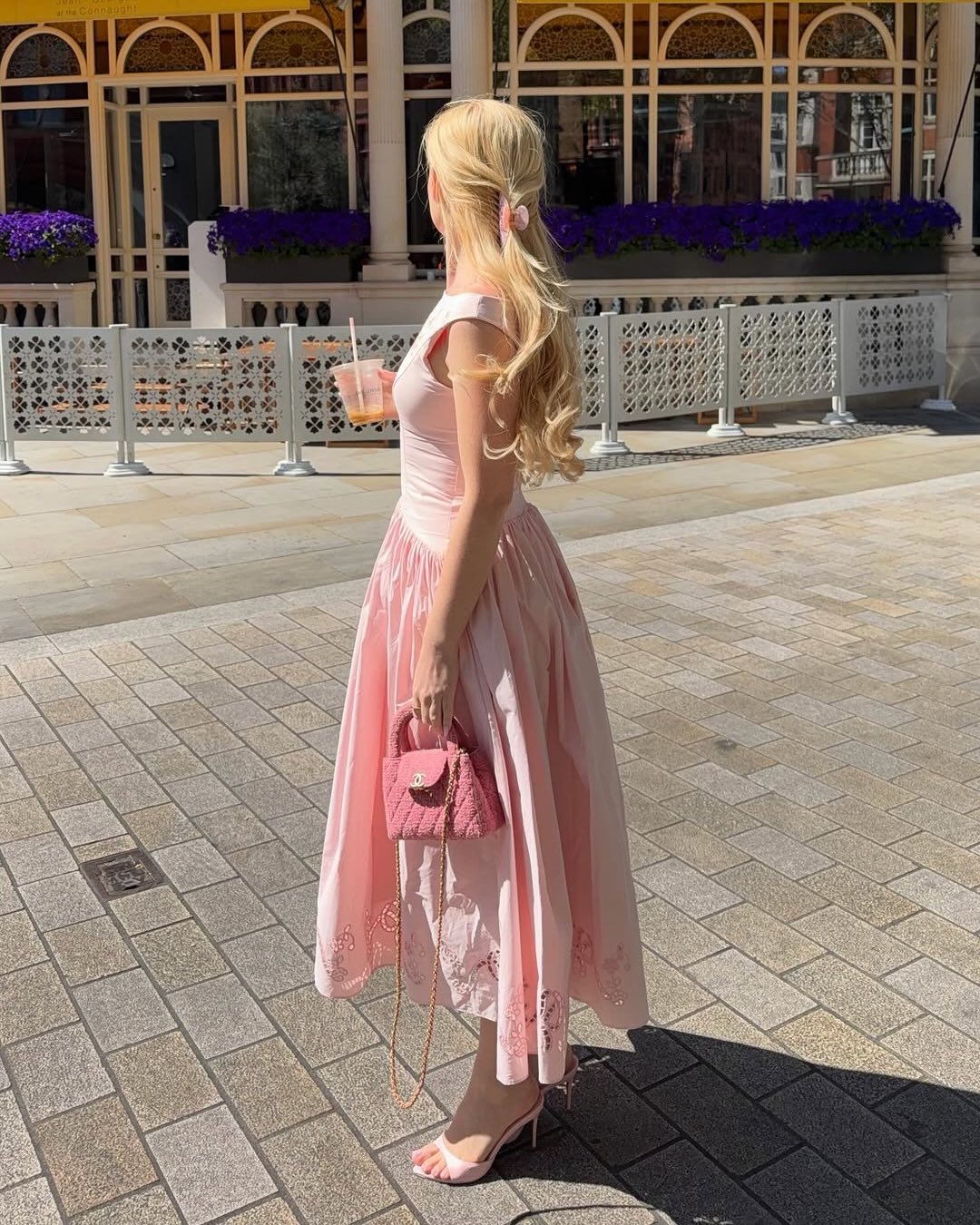 Embroidered A-Line Midi Dress with Pleated Skirt
