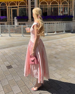 Embroidered A-Line Midi Dress with Pleated Skirt