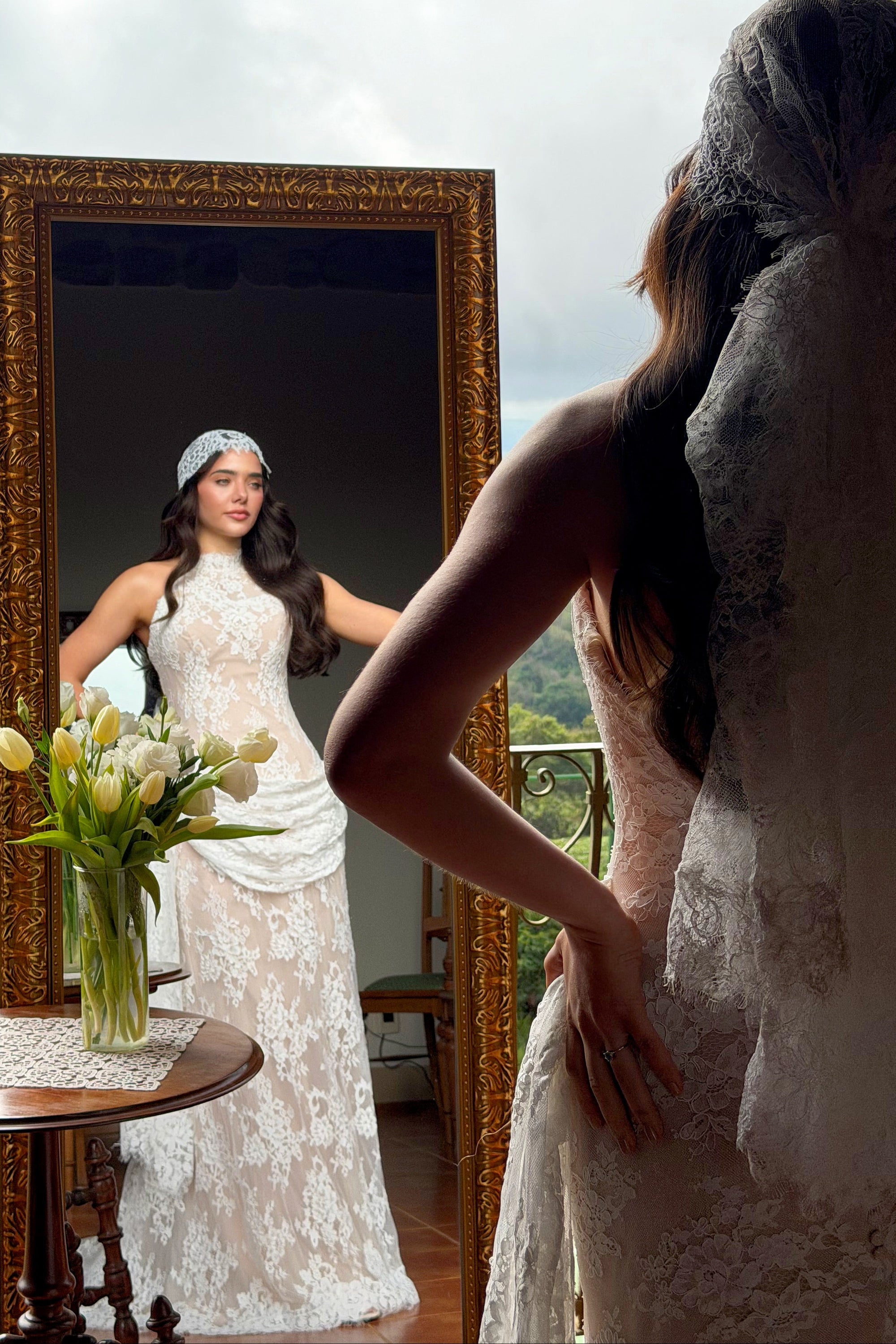 Vintage-Inspired High Neck Lace Wedding Dress