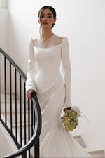Lace Illusion Mermaid Wedding Dress with Sleeves