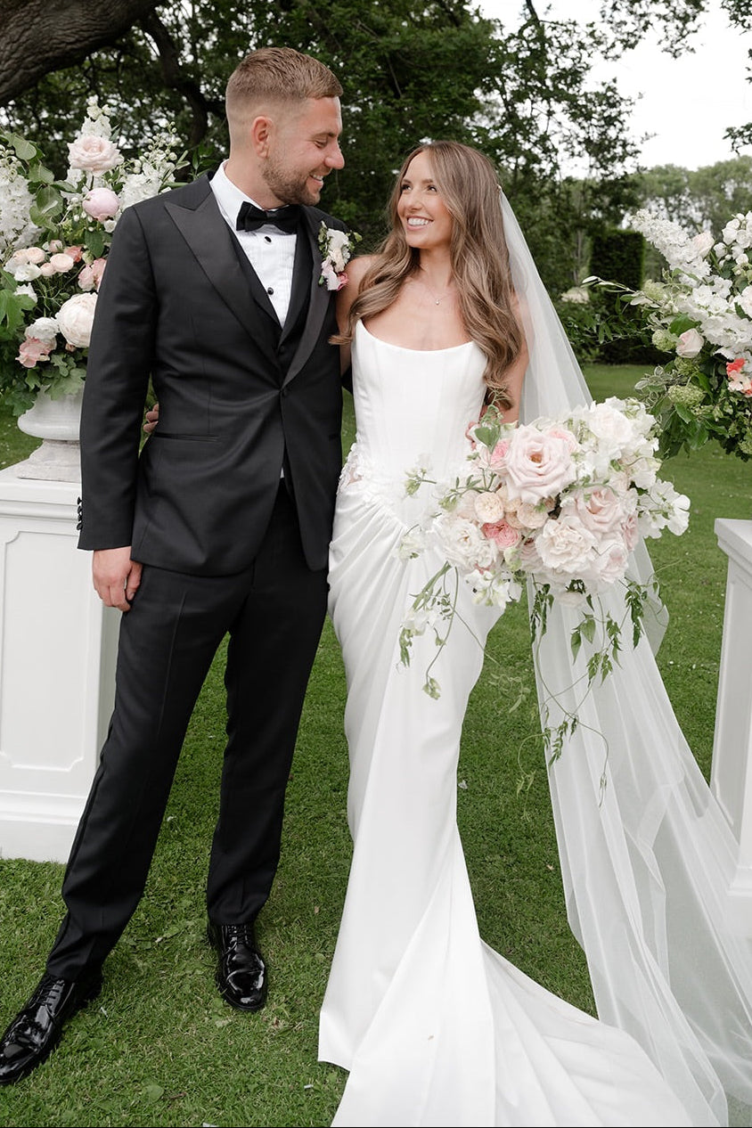 Strapless Satin Trumpet Wedding Dress with Train