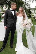 Strapless Satin Trumpet Wedding Dress with Train