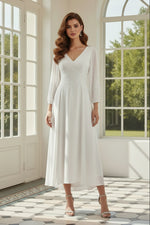 Embroidered V-Neck Chiffon High-Low Dress