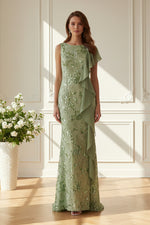 Sequin Trumpet Gown with Asymmetric Ruffle