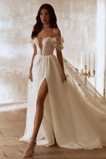 Off-Shoulder Floral A-Line Bridal Gown