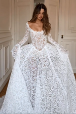 Lace Ball Gown Wedding Dress with Long Sleeves