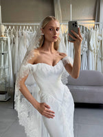 Off-the-Shoulder Corset Mermaid Wedding Dress with Slit