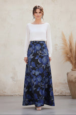 Elegant Chiffon and Floral Jacquard Two-Piece Maxi Dress