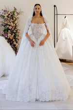 Strapless Lace Corset Ball Gown Wedding Dress