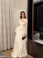 Long Sleeve Lace Square Neck A-Line Wedding Dress