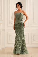 Strapless Lace Mermaid Evening Gown