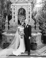 Off-the-Shoulder Cowl Neck Satin Wedding Dress