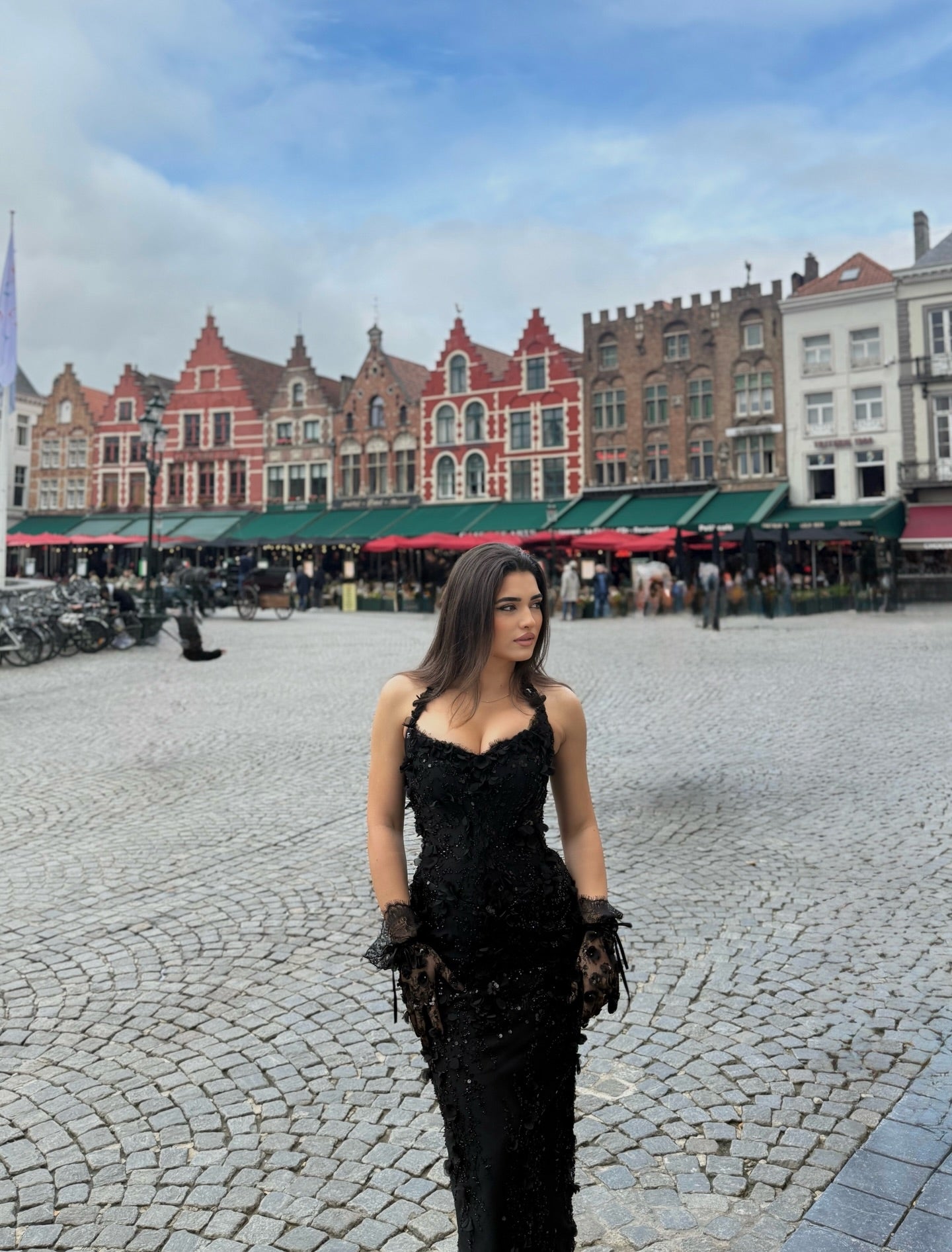 Halter Lace Applique Sequin Evening Gown