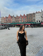 Halter Lace Applique Sequin Evening Gown