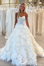 Strapless Sweetheart Corset Ball Gown with 3D Flowers