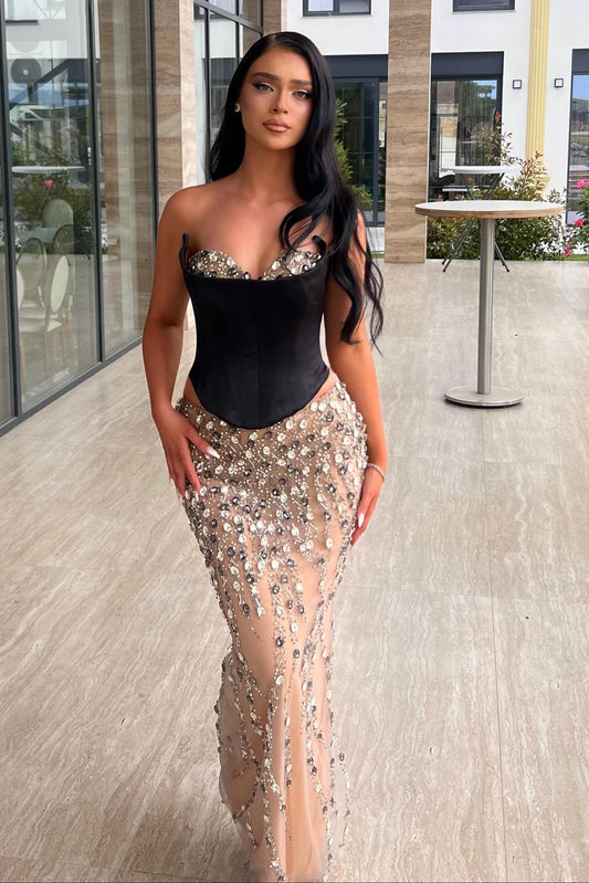 Corset Bodice Beaded Mermaid Evening Gown