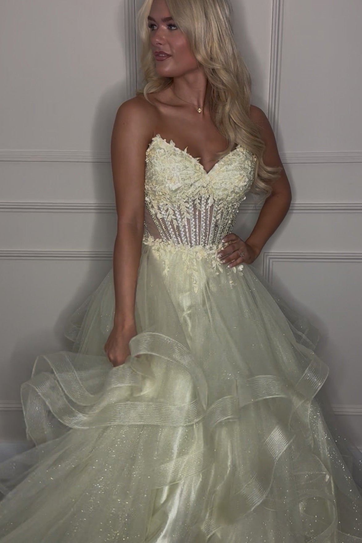 Corset Tiered Tulle Ball Gown