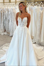 Strapless A-Line Wedding Dress with Lace Bodice