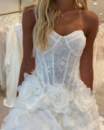 Strapless Sweetheart Corset Ball Gown with 3D Flowers