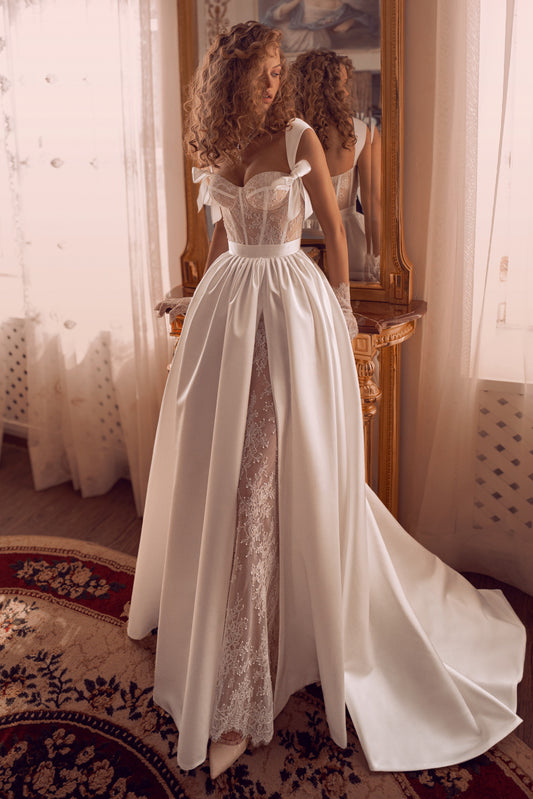 Corset Sweetheart A-Line Wedding Dress with Slit