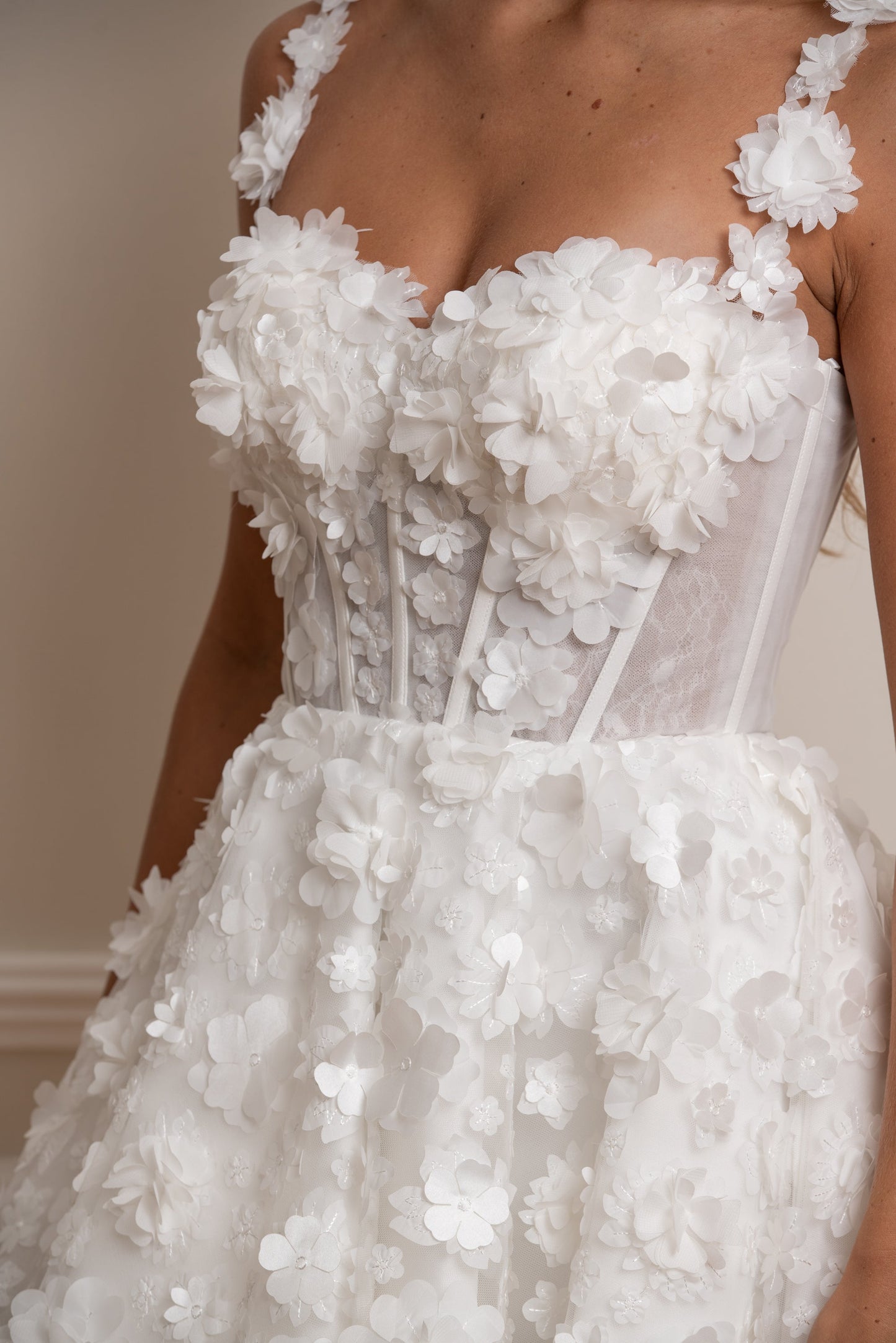 Off-the-Shoulder 3D Floral Corset Mini Dress