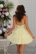 Halter Lace Bodice Tiered Ruffle Mini Dress
