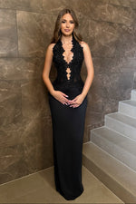 Halter Illusion Corset Gown with Beaded Lace