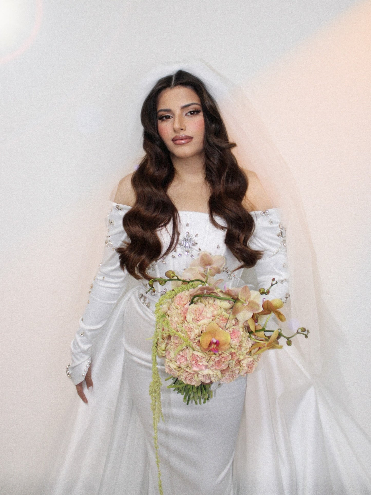 Off-Shoulder Beaded Mermaid Wedding Gown