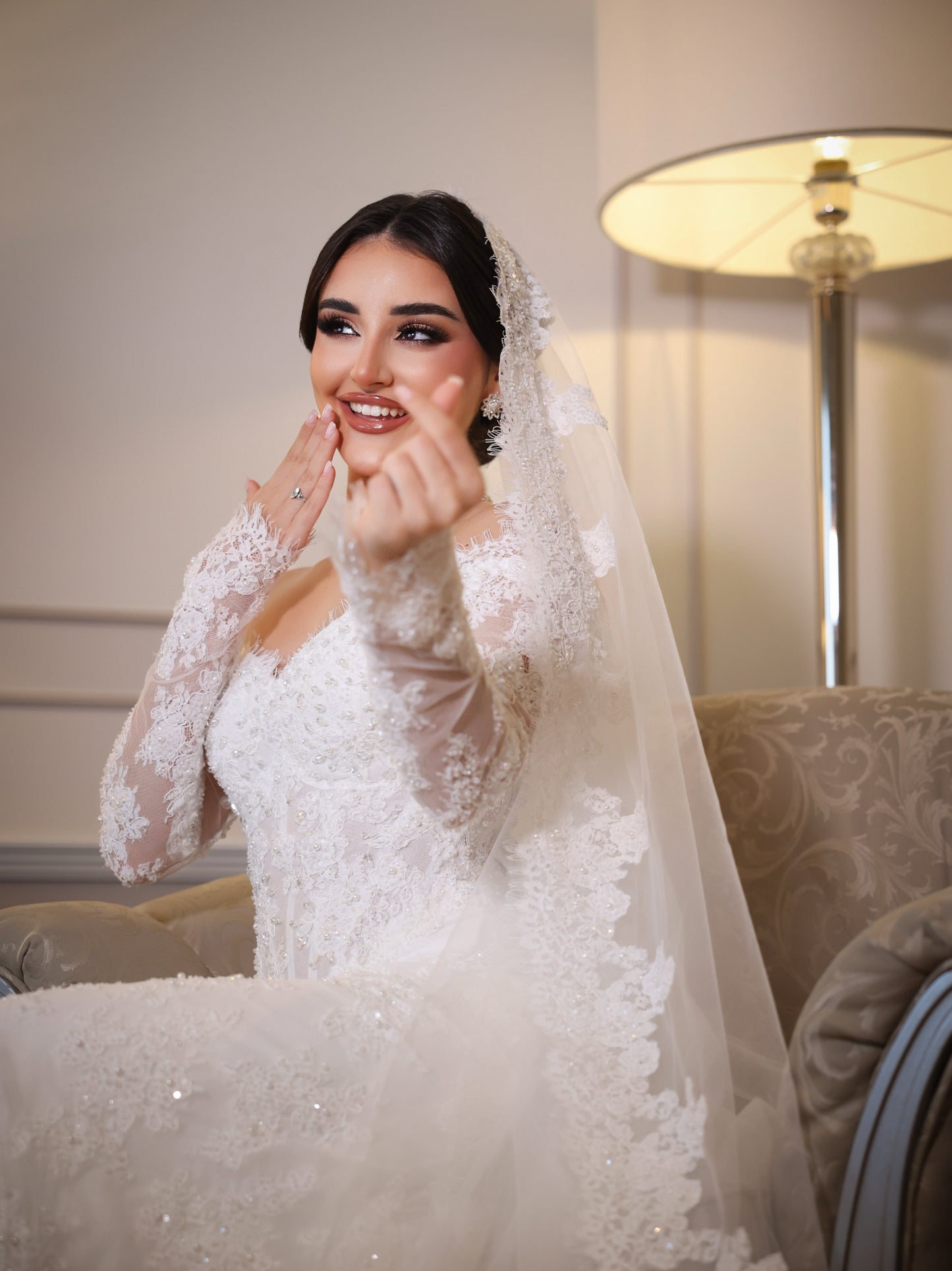Off-the-Shoulder Lace Long Sleeve Mermaid Wedding Dress