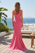 One-Shoulder 3D Floral Mermaid Evening Gown
