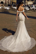 Glitter Mermaid Wedding Dress with Side Bow
