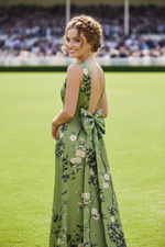 Floral Halter Evening Gown with Back Bow