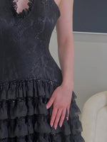 Halter Tiered Ruffle Evening Gown