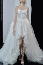 Strapless High-Low Tulle Ball Gown Wedding Dress