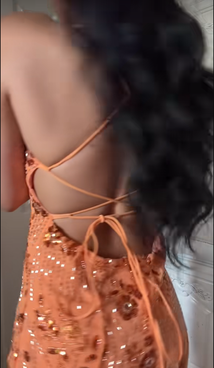 Sequin Floral Mini Dress with Crisscross Open Back