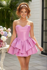 Strapless Corset Tiered Bubble Skirt Mini Dress