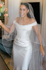 Off-the-Shoulder Cowl Neck Satin Wedding Dress