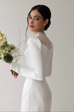 Lace Illusion Mermaid Wedding Dress with Sleeves