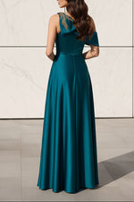 One-Shoulder Satin A-Line Evening Gown