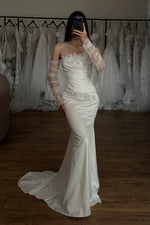 Strapless Ruched Satin Mermaid Wedding Dress