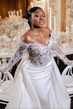 Off-the-Shoulder Lace Long Sleeve Wedding Dress