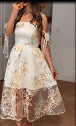 Floral Embroidered High-Low Midi Dress