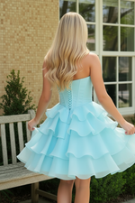 Strapless Corset Tiered Ruffle Mini Dress