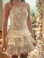 Tiered Lace Corset Mini Dress with Appliques