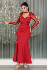 Corset Maxi Dress with Sheer Lace Sleeves