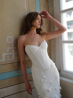 Strapless Corset Mermaid Wedding Dress with 3D Flowers