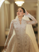 Long Sleeve Lace Ball Gown Wedding Dress