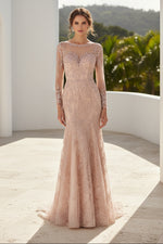 Lace Trumpet Gown with Illusion Long Sleeves