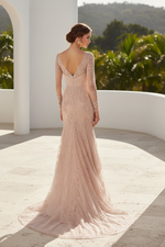 Lace Trumpet Gown with Illusion Long Sleeves