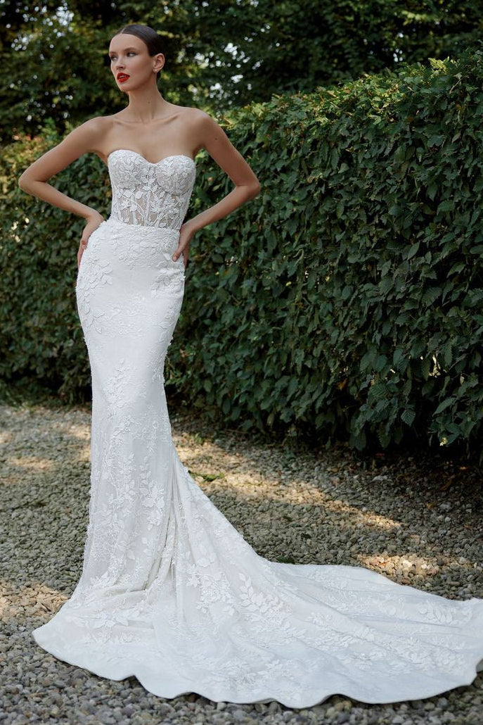 Strapless Lace Corset Mermaid Wedding Dress